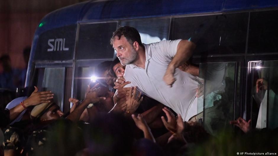 Rahul Gandhi joins a protest march against the controversial revision of voter lists in New Delhi,