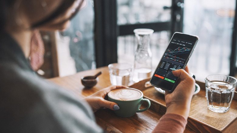 A woman checking her cryptocurrency wallet.