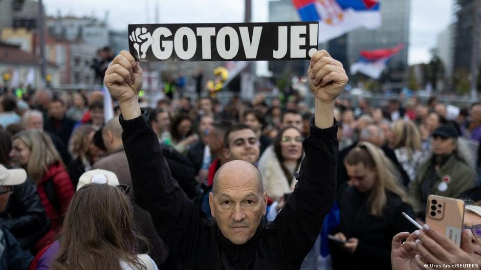 Supporters of the electoral list "Student List - Students Win" attend a final campaign rally at Slavija Square in Belgrade, Serbia, October 22, 2026