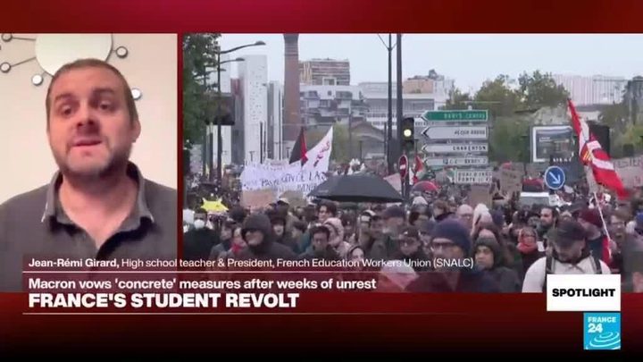 Jean-Rémi Girard durant una entrevista sobre la crisi del sistema educatiu a França.