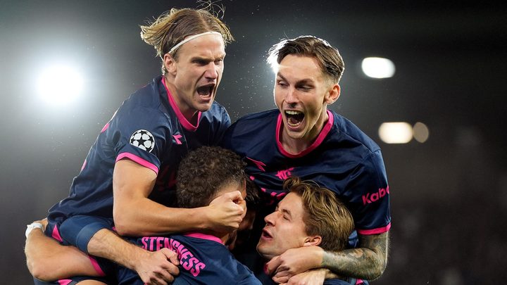 Jugadors del Viking de Stavanger celebrant un gol en la Lliga de Campions.