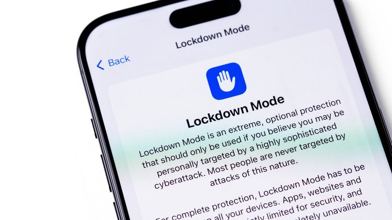 An iPhone showing an explanation of what Lockdown Mode is.