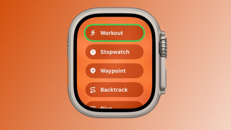 Customizing the action button on an Apple Watch Ultra.